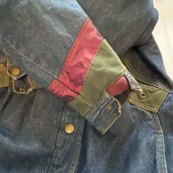 Vintage 90’s women’s size Med denim patchwork coat Aztec inspired - Picture 9 of 14